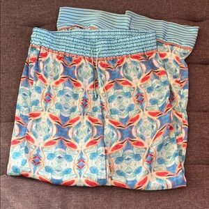 Cost Plus World Market Blue Satin Bird/Flamingo Pajama Pants size S/M